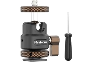 MINIFOCUS Mini Ball Head, Metal Tripod Ballhead with 1/4" Cold Shoe Adapter, 360° Swivel 125° Tilt Ball Heads for Camera, Camcorder, Phone Holder, Max Load 11lb