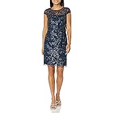 Adrianna Papell Womens Sequin Popover Dress