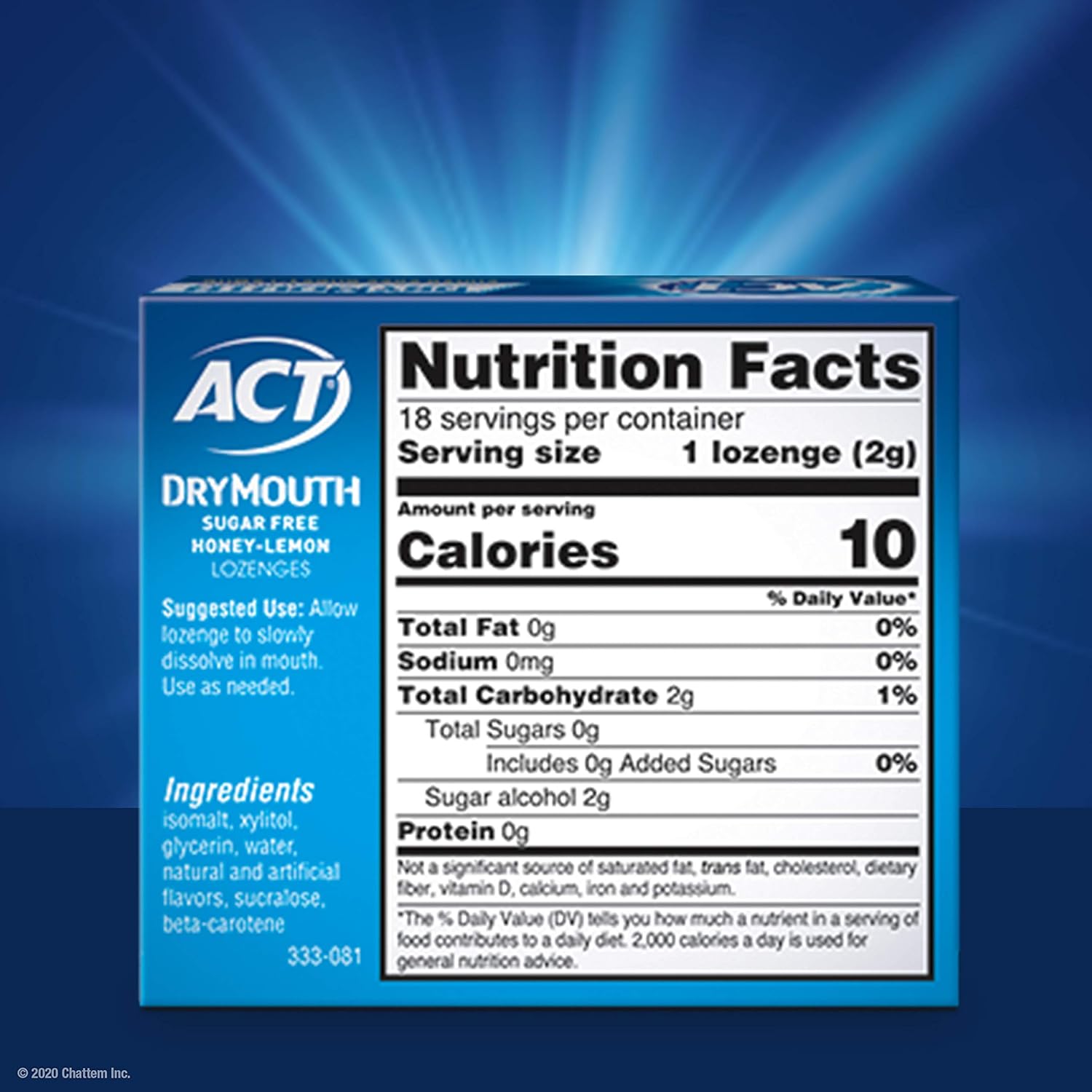 ACT Dry Mouth Lozenges, Honey-Lemon, 18 Count: Health & Personal Care