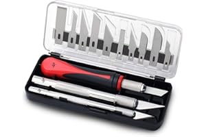Fancii Precision Craft Knife Set 16 Pieces - Professional Razor Sharp Knives for Art, Hobby, Scrapbooking and Sculpture – Includes Stencil, Fine Point, Scoring, Chiseling Blades