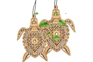 AERBRITE 2 Pieces Reusable Wooden Car Essential Oil Diffuser Wood Car Freshener Car Aromatherapy Essential Oil Car Freshener Sea Turtle Shape Lavender Scent