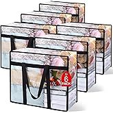6Pack Clear Blanket Storage Bags, Vinyl Comforter Clothes Storage Closet Organizers and Storage Containers Moving Bags with Reinforced Handle for Bedding, Clothing, Comforters, Pillows, Toys,40L