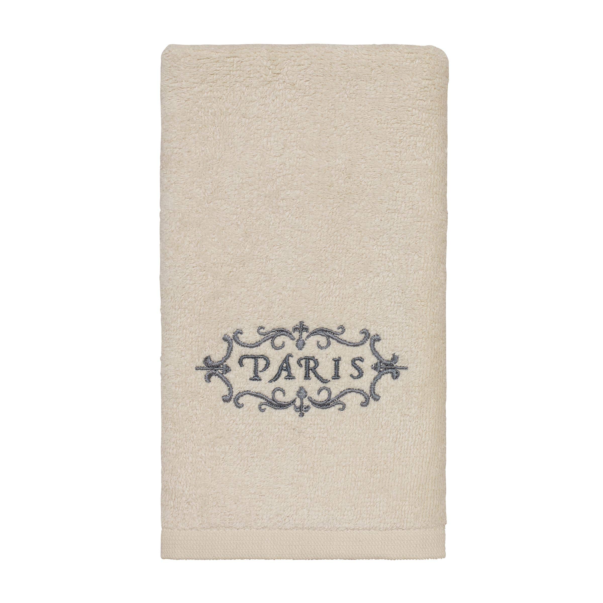 Avanti Linens Paris Botanique Collection, Embroidered Fingertip Towel, Ivory