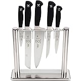 Mercer Culinary Genesis 6-Piece Forged Knife Block Set, Tempered Glass Block