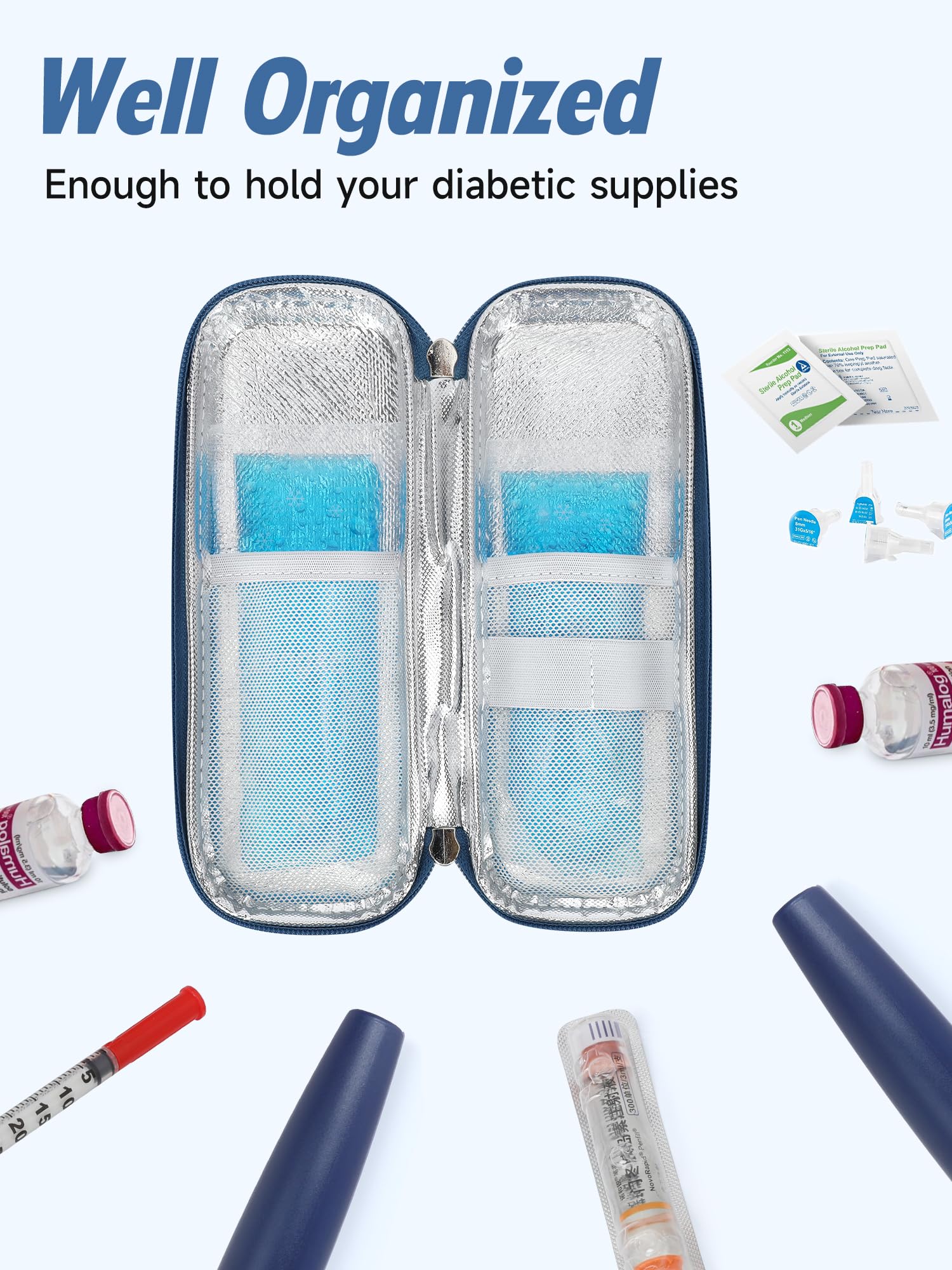 YOUSHARES Portable Insulin Cooler Travel Case - TSA Approved Diabetic Medication Cooling Bag, EVA Insulated Organizer for Epi Pens, Refrigerated Diabetes Supplies Carrying Storage Kit with 2 Ice Pack