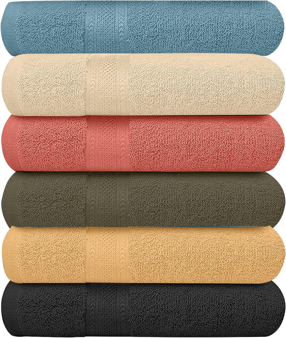 Photo 1 of ECO Towel 6-Pack Bath Towels - Extra-Absorbent - 100% Cotton - 27" x 54" - Towels for Bathroom - Extra Large Bath Towel