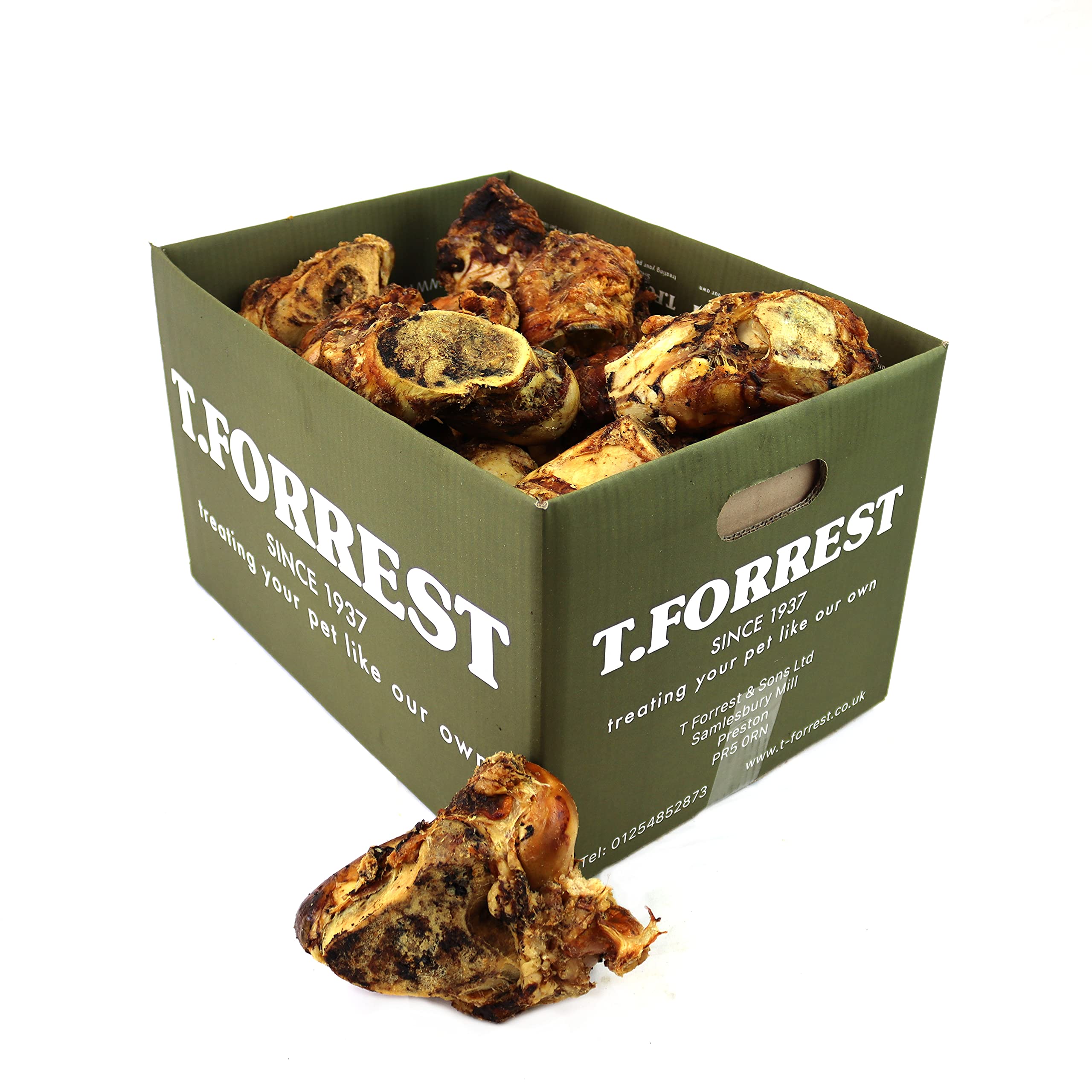 T.Forrest British Roasted Beef Knuckle Bones for Dogs (12 Pack) - 100% Natural, Long Lasting, Grain Free Dog Treats