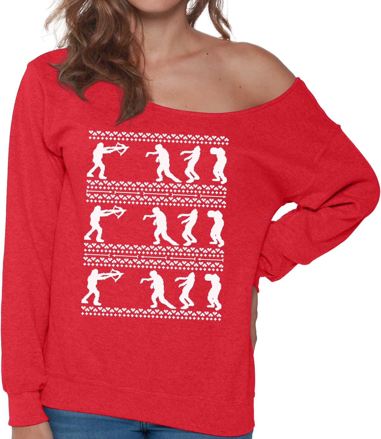 off the shoulder christmas sweatshirt