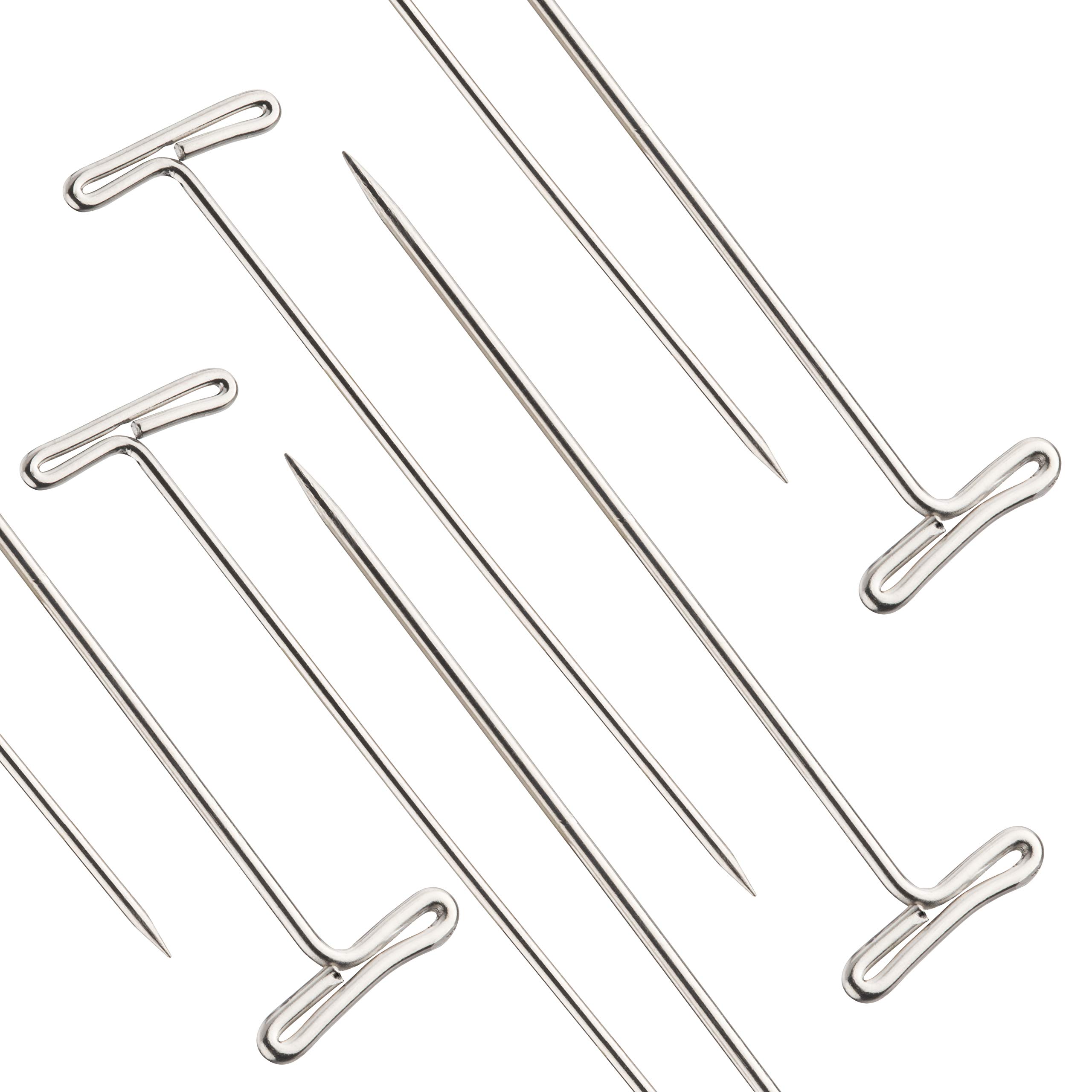 Metal T-Pins (50 Pack) 38mm/50mm Macramé pins, Wig Head Pins, Wet-Blocking, Knitting (38mm (1.5 inch) - 50pcs)