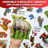 QUOKKA Puzzles For 2 3 Year Olds Floor Toddler Jigsaw 8 Safari Animal Shapes view 3