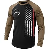 Mainfini Men's American Flag Raglan T-Shirt Patriotic Long Sleeve Muscle Tshirt (S-3XL)