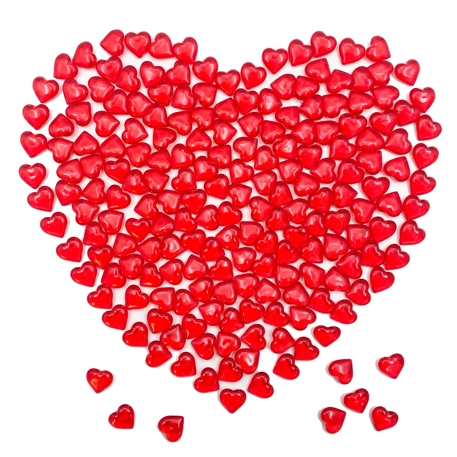 LYFJXX 200pcs Red Acrylic Hearts Shaped Crystals Reusable Gems for Table Scatter Photography Accessories Props Decoration for Wedding Decor Photography Props Vase Fillers (22MM red Heart-Shaped)
