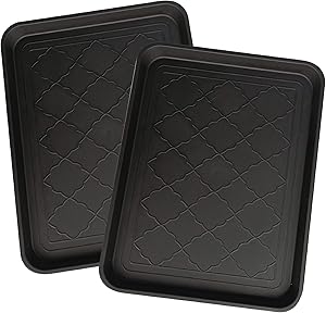 PetLike Boot Tray for Entryway Indoor, Waterproof Plastic Shoe Tray for Indoor and Outdoor, Pet Food Mat Tray, Multifunctional Tray for Boots, Shoes, Pets, Garden 2 Packs