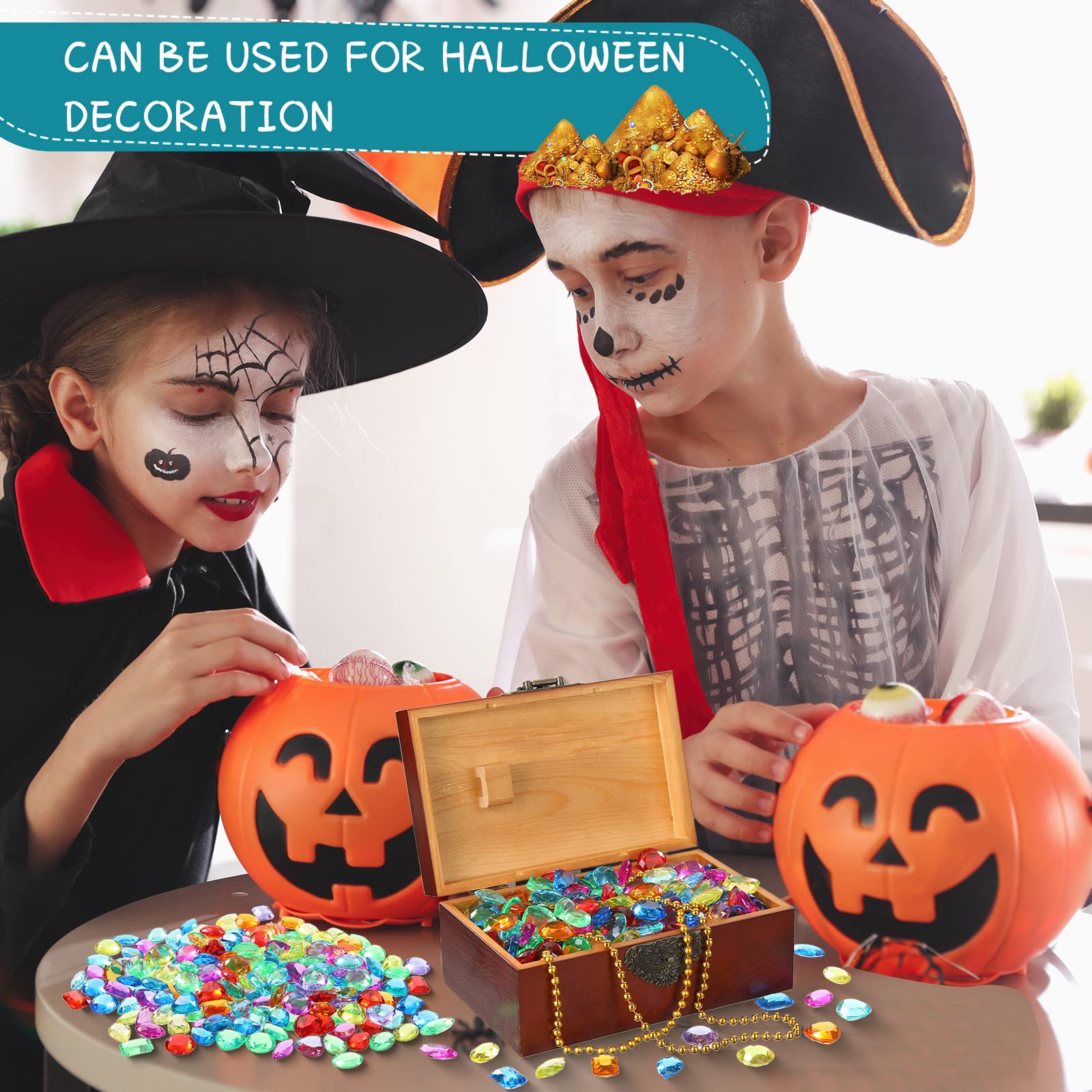 100 Pcs Toy Gems Pirate Treasure Jewels Bling Diamonds Jumbo Acrylic Large Fake Gems Vase Filler Multicolor Plastic Gemstones for Party Table Scatters Decorations Xmas Gift Filling Favors, 6 Styles