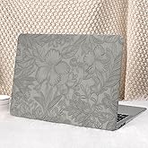 Seorsok Compatible with MacBook Pro 13 inch Case M2 2023,2022,2021-2016 A2338 M1 A2251 A2289 A2159 A1989 A1708 A1706,Leaves Flowers Leather Hard Shell Case with Keyboard Cover,Grey Blooming Floral