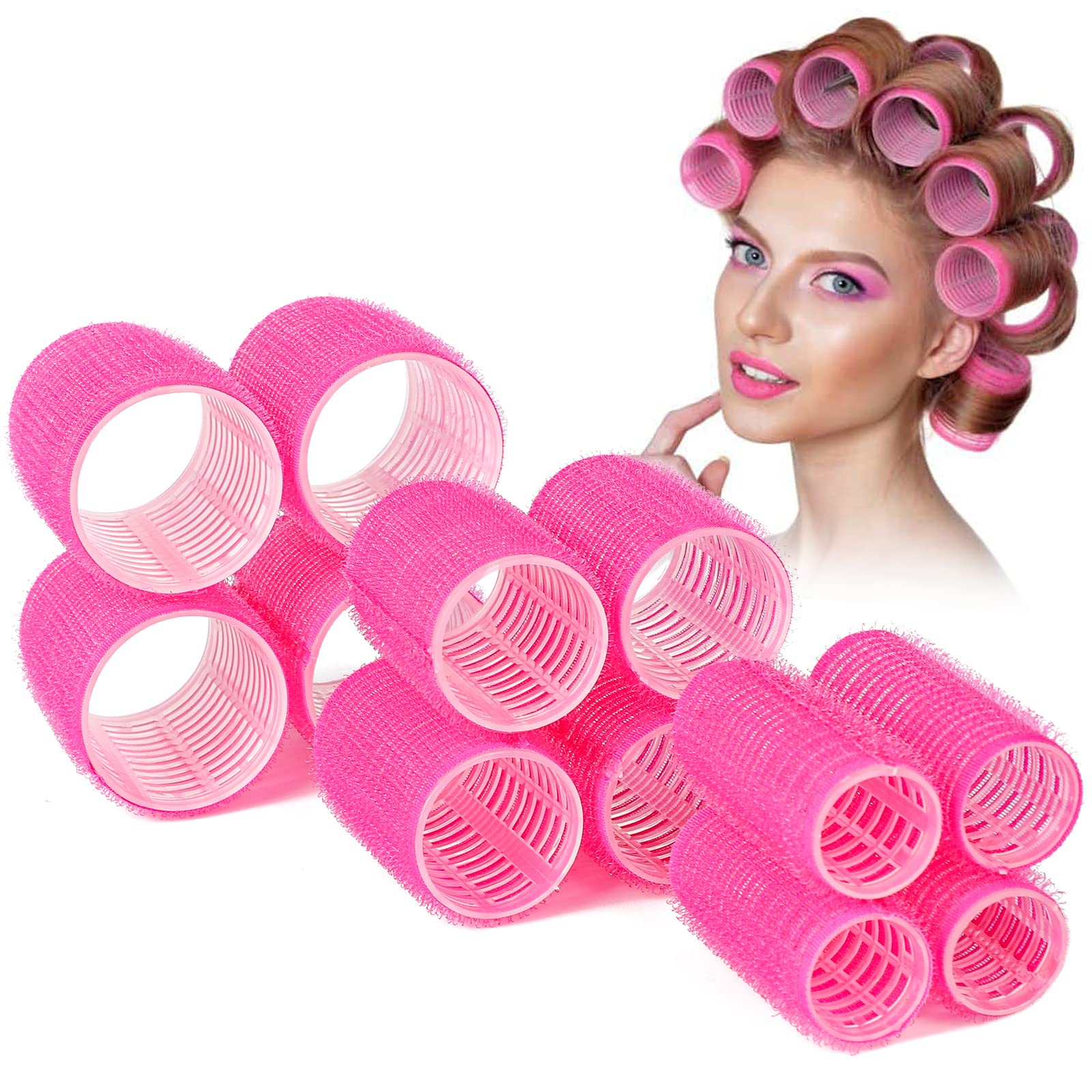 Velcro Volume Hair Rollers Set 12 Jumbo Self-Grip Heatless