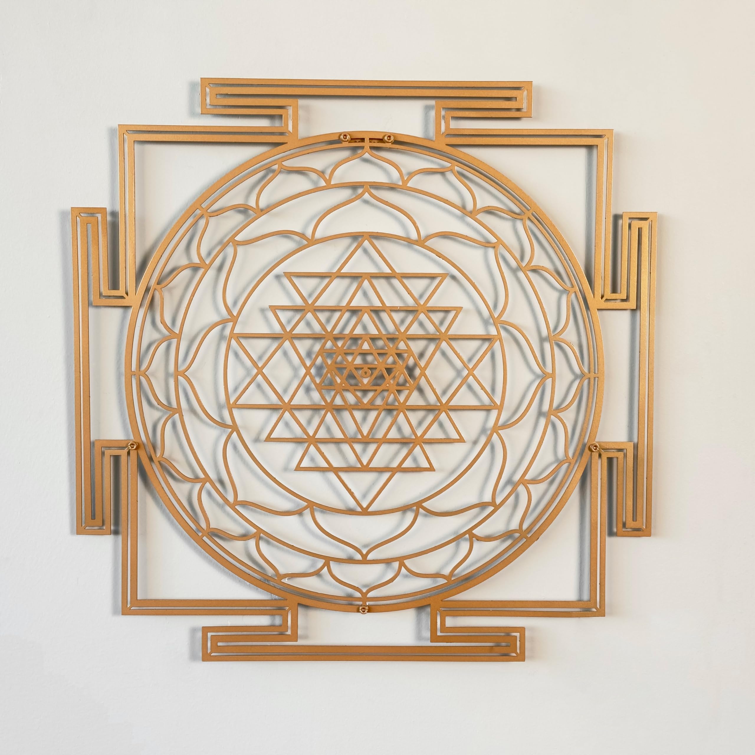 iwa concept Sri Yantra Metal Wall Art, Sacred Geometry Chakra Wall Decor, Housewarming Meditation Home Decor Gift for Friends (Medium, Copper) — image 1