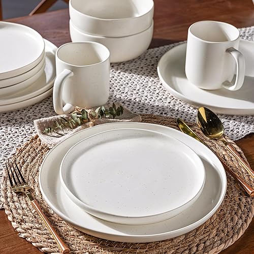 AmorArc Ceramic Plates Set of 6, In Handcrafted Wavy Rim Dish