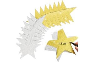FOBSME 120 Pcs Glitter Star Cutouts Paper Star Confetti Cutouts Gold Silver Glitter Star Cut-Outs 6 Inch Large Glitter Stars Decoration for Christmas Classroom Bulletin Board Wall Party Supplies,2 Colors