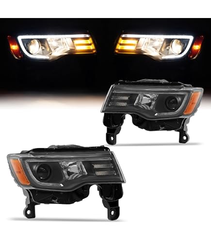 KAP Passenger Side Headlight Assembly For 2017-2022 Jeep Grand Cherokee W/ Chrome Bezel