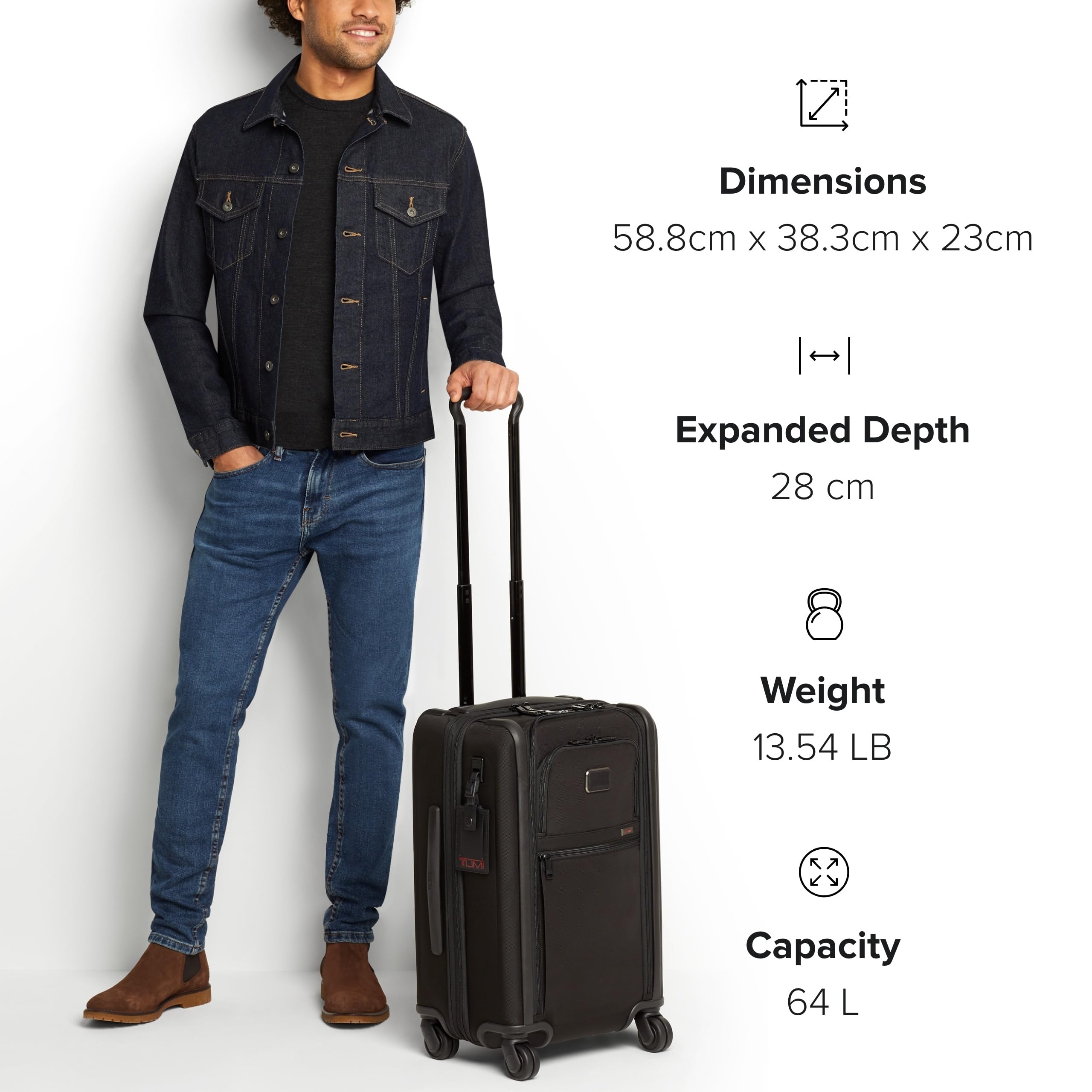 TUMI Alpha International Dual Access 4-Wheeled Carry-on - Expandable, Durable and Compact Luggage with Removable Garment Bag