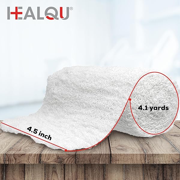 KERLIX GAUZE BANDAGE ROLLS – 4 1/2 IN X 4.1 YDS, 6 PLY, 24 SINGLE STERILE POCUHES – ULTRA ABSORBENT, LATEX FREE, HOSPITAL GRADE COTTON FLUFF BANDAGE WRAP KRINKLE STYLE – WOUND CARE & FIRST AID -HEALQU