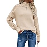 Les umes Womens Turtleneck Sweaters Long Sleeve Loose Pullover Sweater Casual Knit Tops