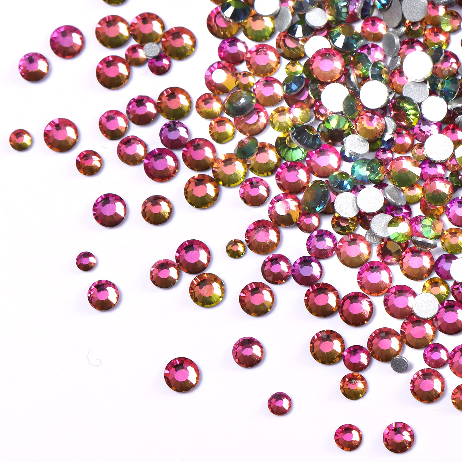 Jollin 3456 Flat Back Rhinestones, Glass Pendants, Gems for Nail Art, 6 Sizes, SS4~SS12 Fire