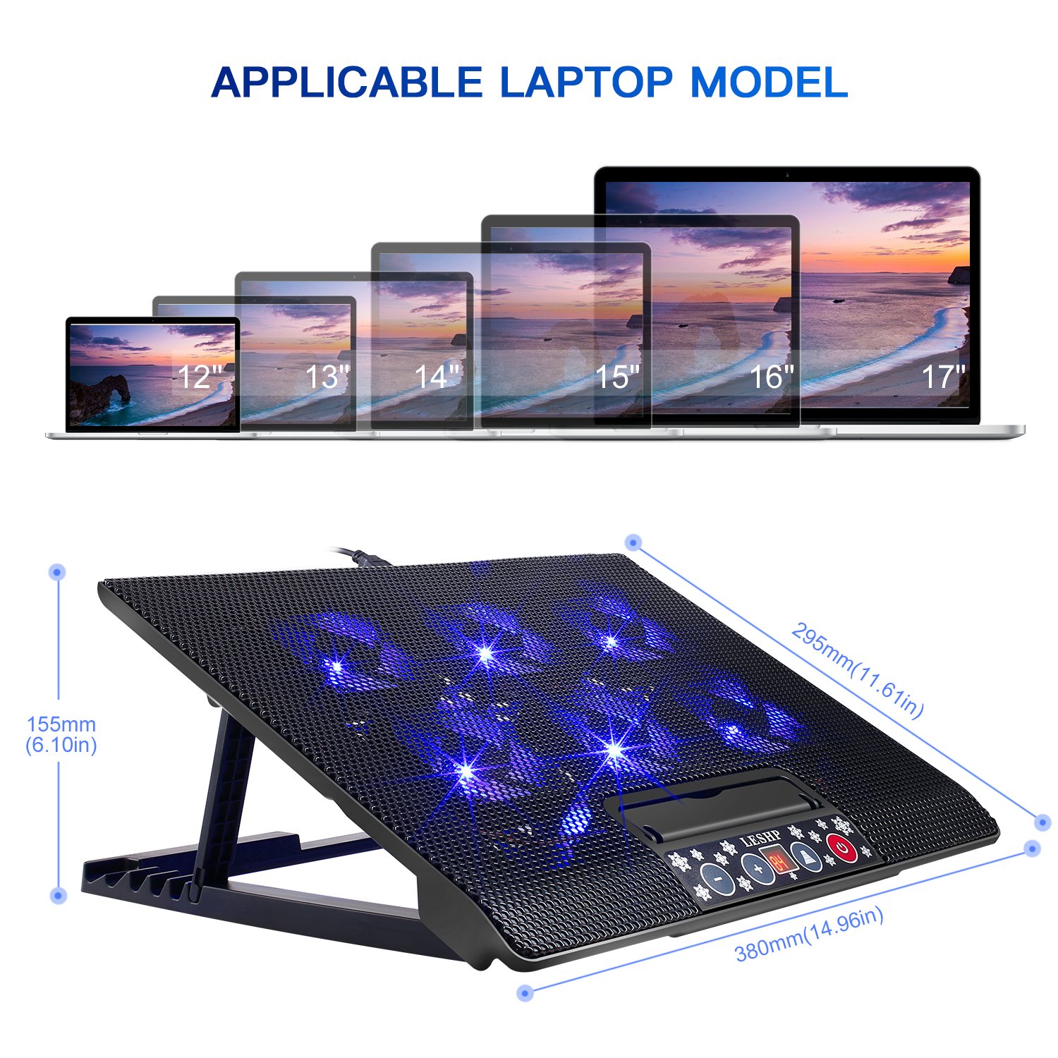 12-17inch Gaming Laptop Cooler, Laptop with USB Port Laptop Cooler Stand Pad Cooling Pad Fan 6 Ventilatoren (M8)