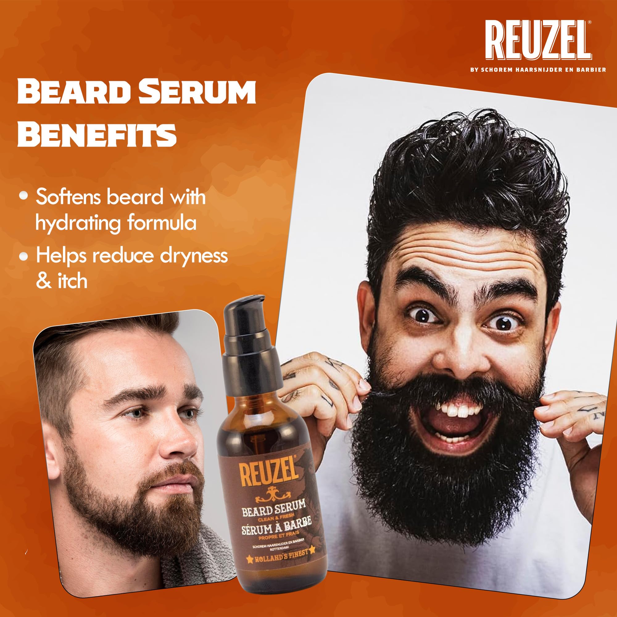 REUZEL Clean & Fresh Beard Serum, Hydrating, Non-Comedogenic, Natural, Non-Greasy Finish, For All Skin Types,