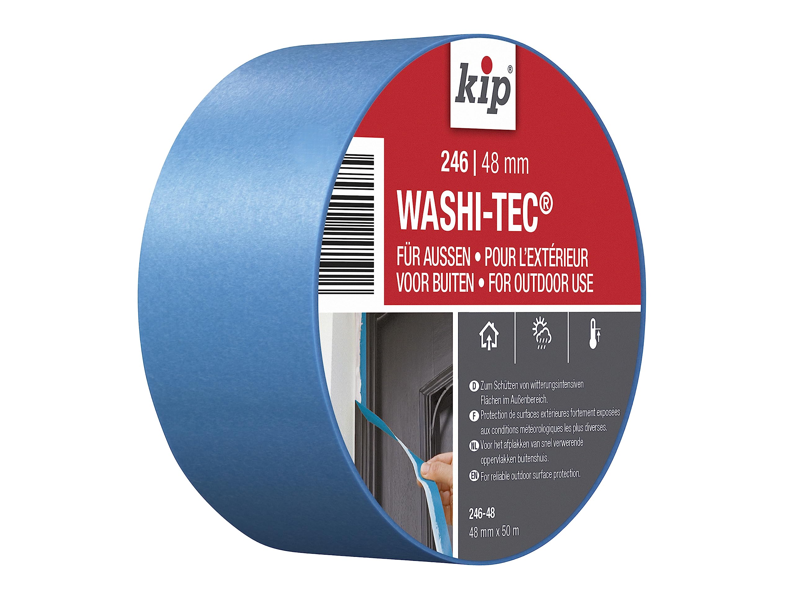 Kip Outdoor Blue Painters Masking Tape Wide 48mm x 50m (2") for Outside, Exterior, External Painting and Decorating, UV Stable,