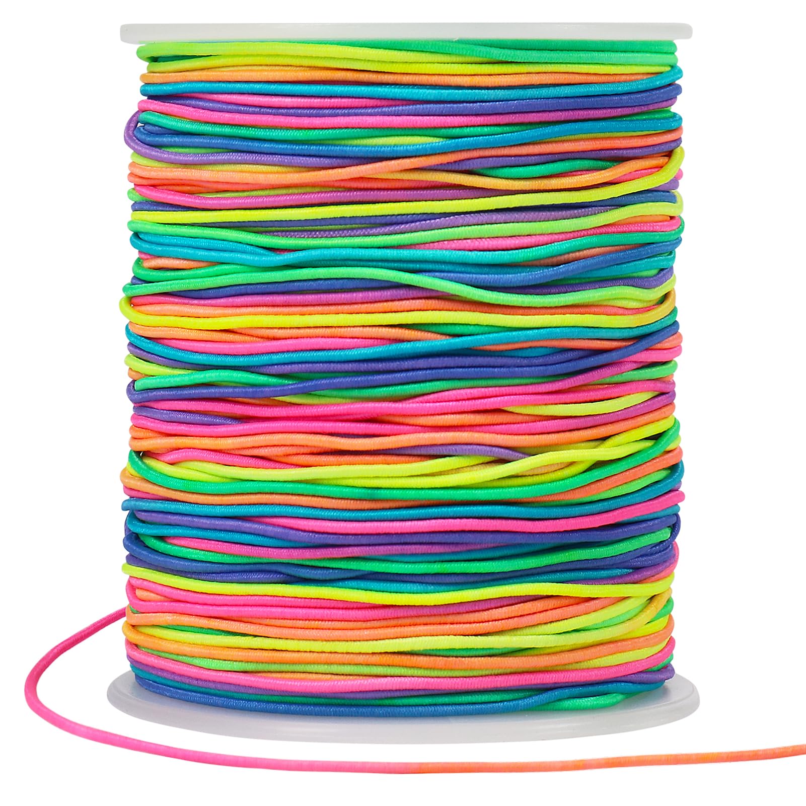 Vivifying 100M Bracelet String, 1mm Elastic for Bracelet Making, Elastic Cord for Jewelry, Necklace Making and DIY (Rainbow)