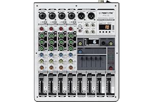 Professional Audio Mixer, Phenyx Pro Sound Console w/USB Audio Interface, 4-Channel Sound board DJ Mixer w/Stereo Equalizer, 16 DSP Effects, suitable for Stage, Live Gigs, and Karaoke (PTX-15)