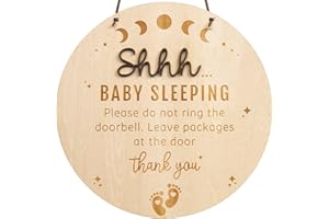 Chippi & Co Shh Baby Sleeping Sign For Front Door, Wooden Do Not Ring Doorbell Sign For Font Door, Baby Room, Gifts For New Dad, Expecting Mom, Mom To Be, New Mom, Pregnancy Gift