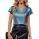 Blooming Jelly Women's Ruffle Sleeve V Neck Pleated Blouse
