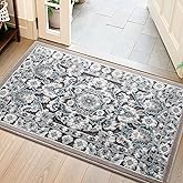 Color&Geometry Indoor Door Mat with Non Slip Latex Backed Soft, 26"x45", Thin Front Door Mat, Dirt Resist, Low Profile Easy Clean Entry Mats for Entryway, Patio, Hallway, Floral Grace