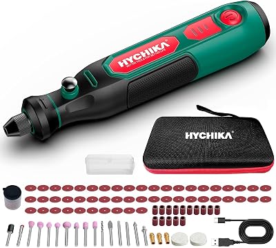 HYCHIKA Mini Trapano,3.6V Utensile Rotante Multifunzione con 89 Accessori per Foratura,Levigatura,Lucidatura,Incisione,Mini Trapano con velocità regolabile e ricarica USB-C,Ideale per piccoli DIY.