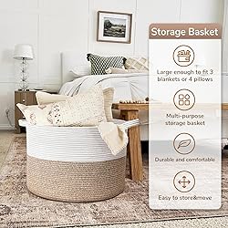 Goodpick Large Cotton Rope Basket, 83L Big Woven