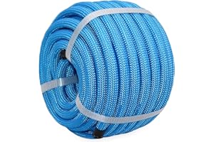 BONSINY Blue Braided Polyester Rope 1/2 in x 50 ft Heavy Duty Rope - Strong Outdoor Rope for Tree Swing Pulling Sailing Camping