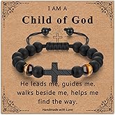 Gopbrer Adjustable Beaded Cross Bracelet for Boys Men Kids, Easter Graduation Christian Valentines Day Christmas Birthday Baptism Gifts for Boys Teens Son Grandson Nephew