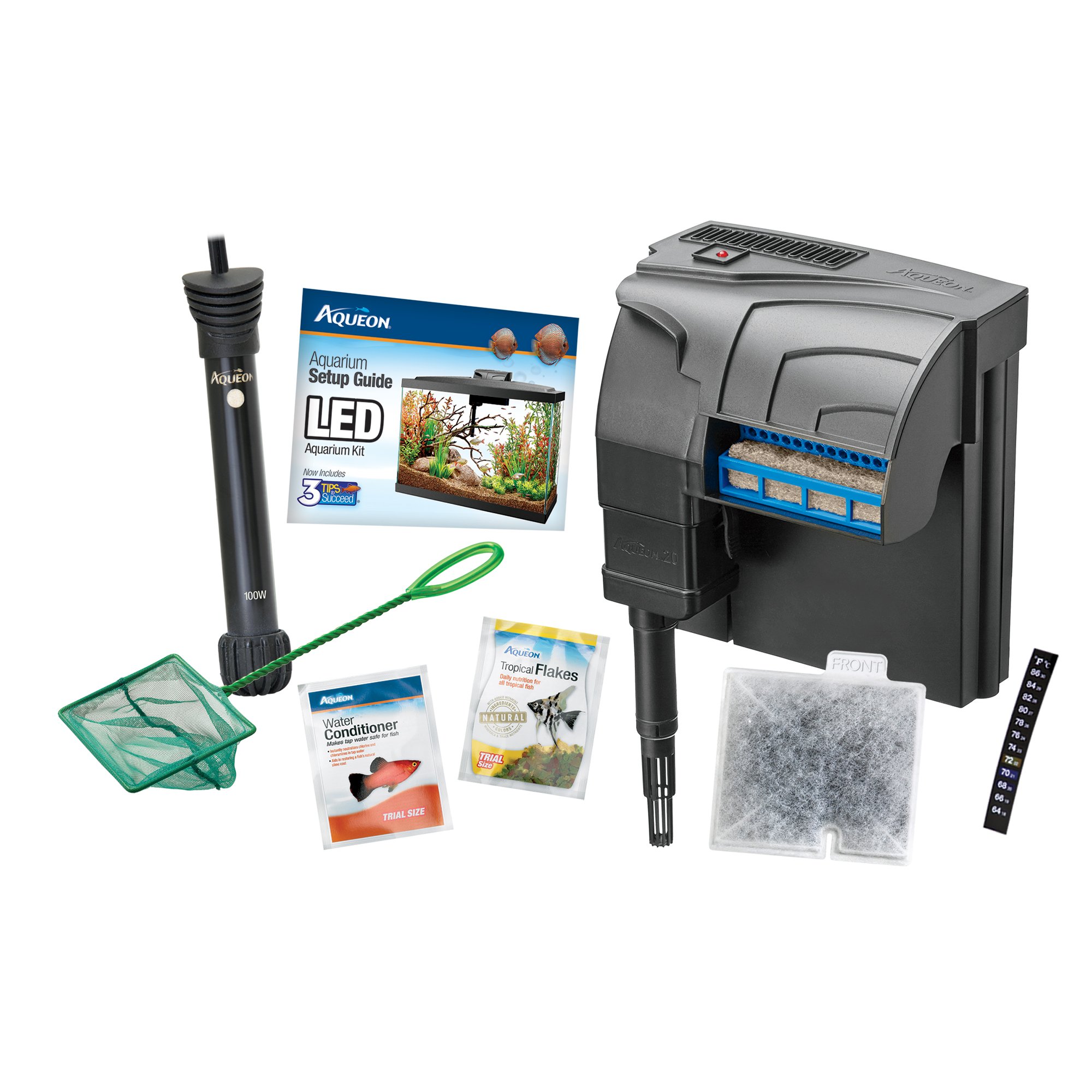 Aqueon Aquarium Fish Tank Starter Kit with LED Lighting, 20 Gallon