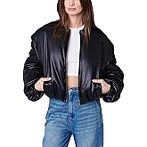 [BLANKNYC] womens Vegan Leather Cropped Bomber