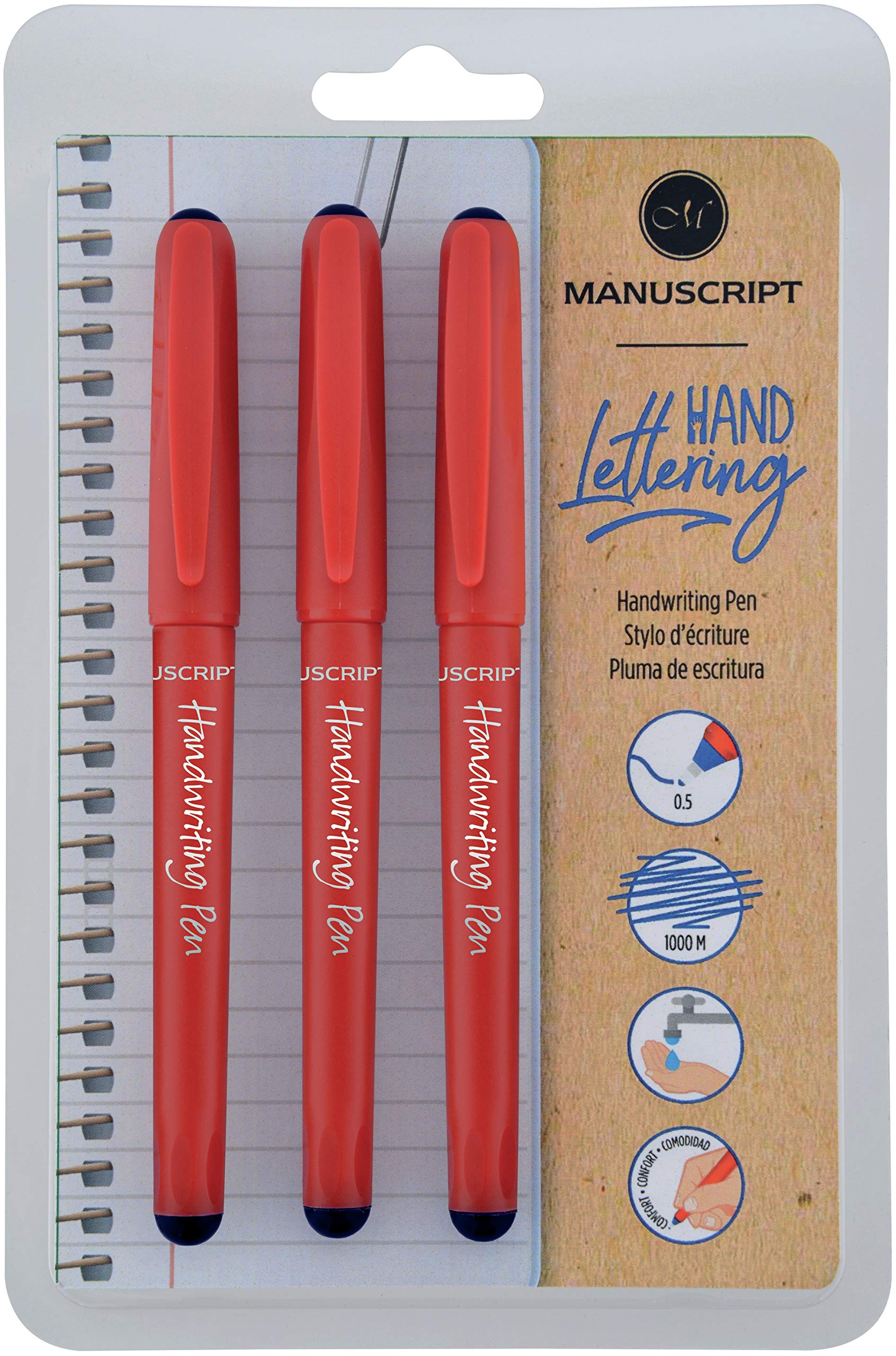 MANUSCRIPT Handwriting Pens - pack of 3 handwriting pens, Black — image 1