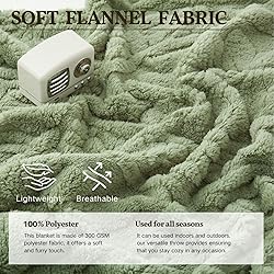 PU MEI Sage Green Fleece Throw Blanket for Couch