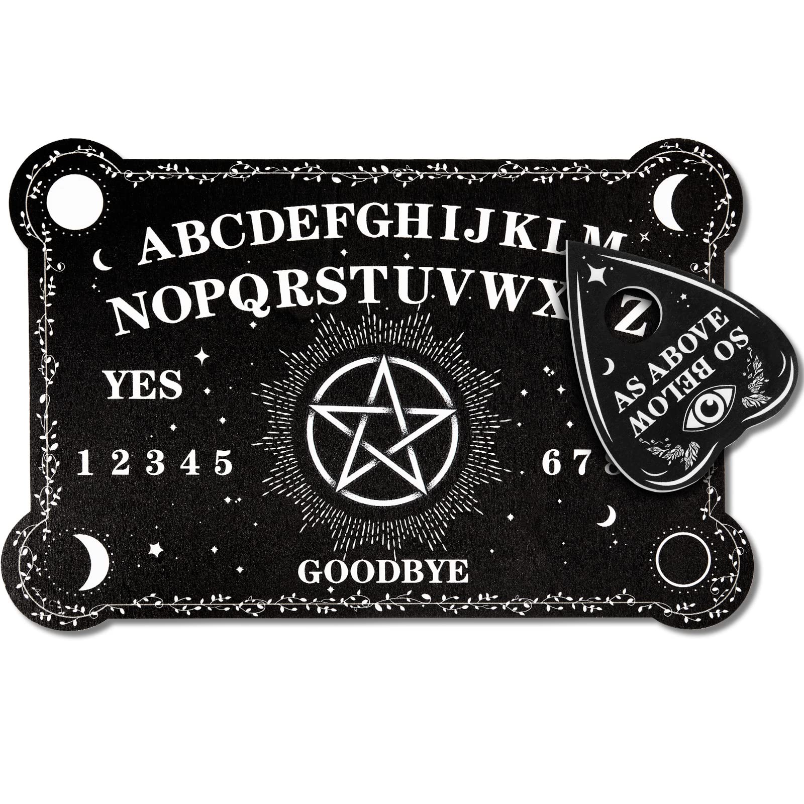 Sumind Pendulum Dowsing Divination Board Set Black Wooden Talking Board with Planchette Accessories for Teens Adults Birthday Party and Family Gatherings Games Supplies (Pentagram Style)