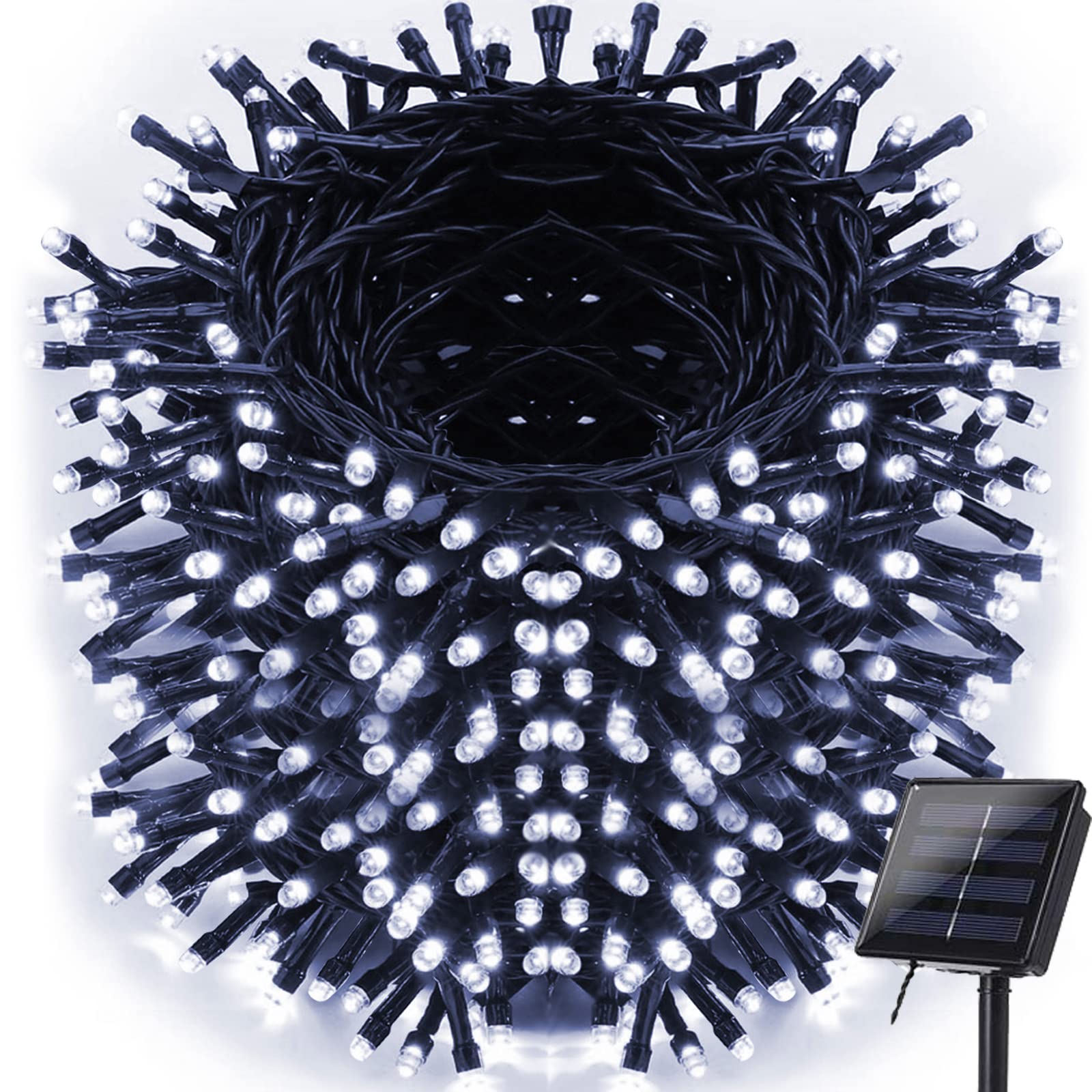 Solar Christmas Lights Outdoor, 98.4ft 300 LED Solar Fairy String ...