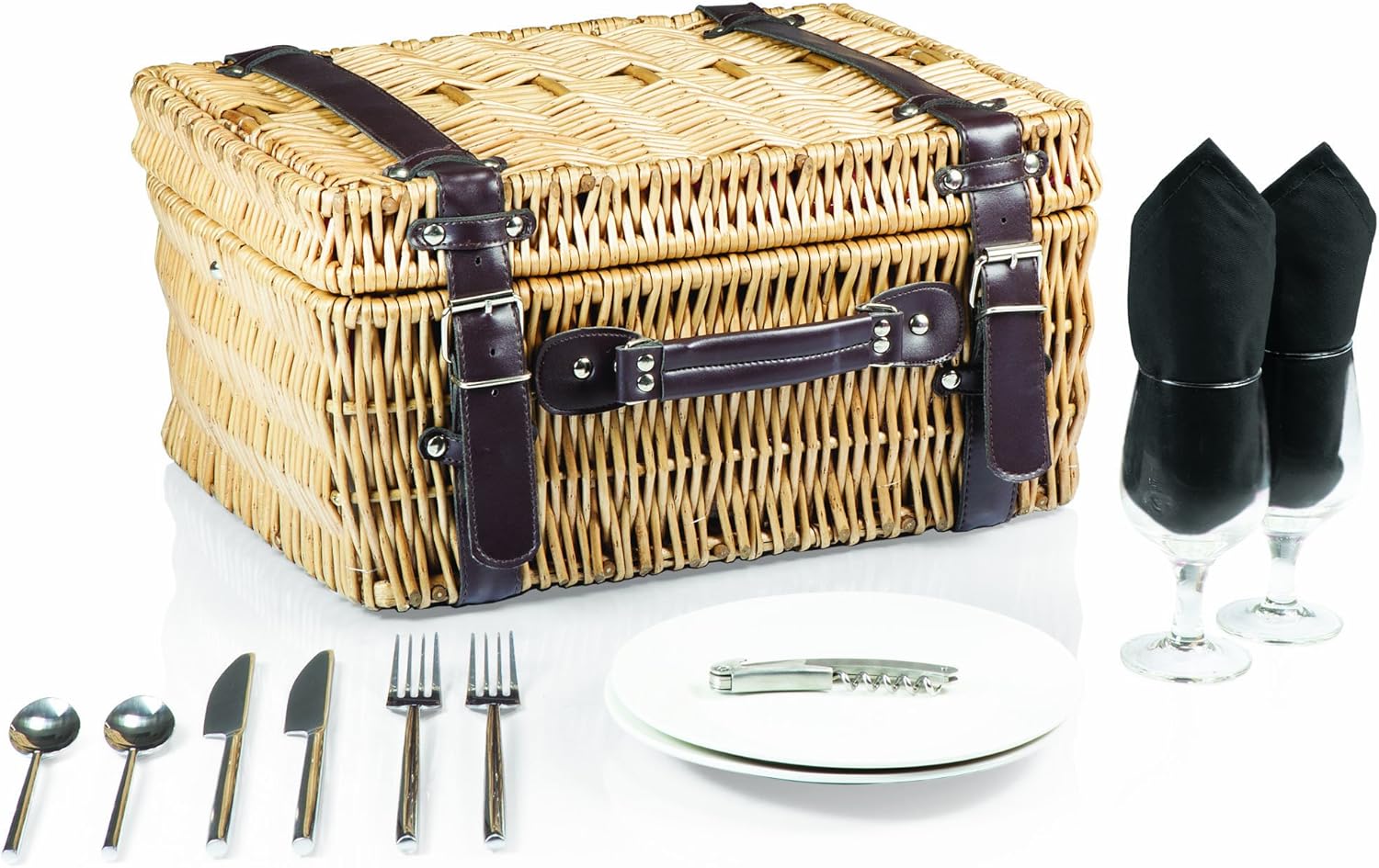 Picnic Time Champion Black Picnic Basket with Deluxe Serving Set