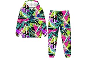 uideazone 5-14T Boys Hoodie Pant Sets Sweatsuit 3D Print Hooded Sweatshirt Sweatpant Set Kids 2 Piece Outfits Tracksuit