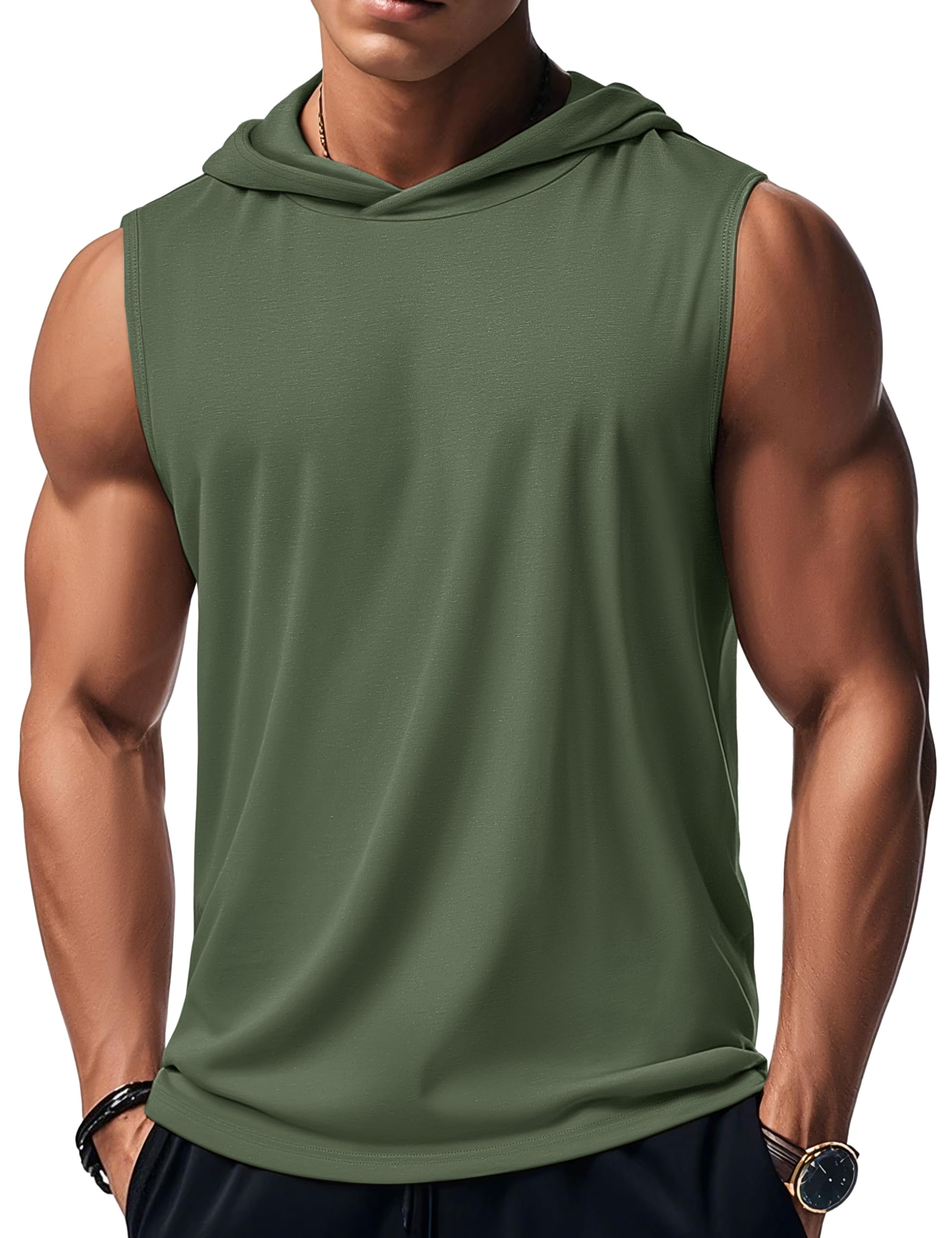 MAGCOMSEN Hooded Tank Tops Men Sleeveless T Shirts
