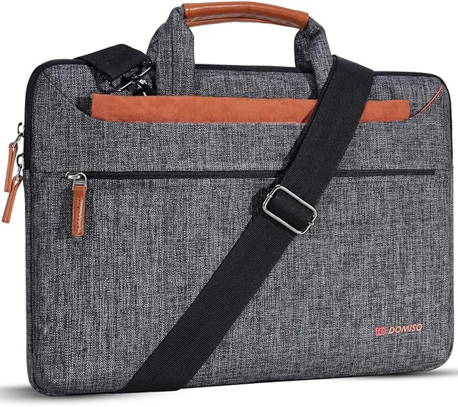 DOMISO Bolso bandolera para ordenador portátil, impermeable, con asa